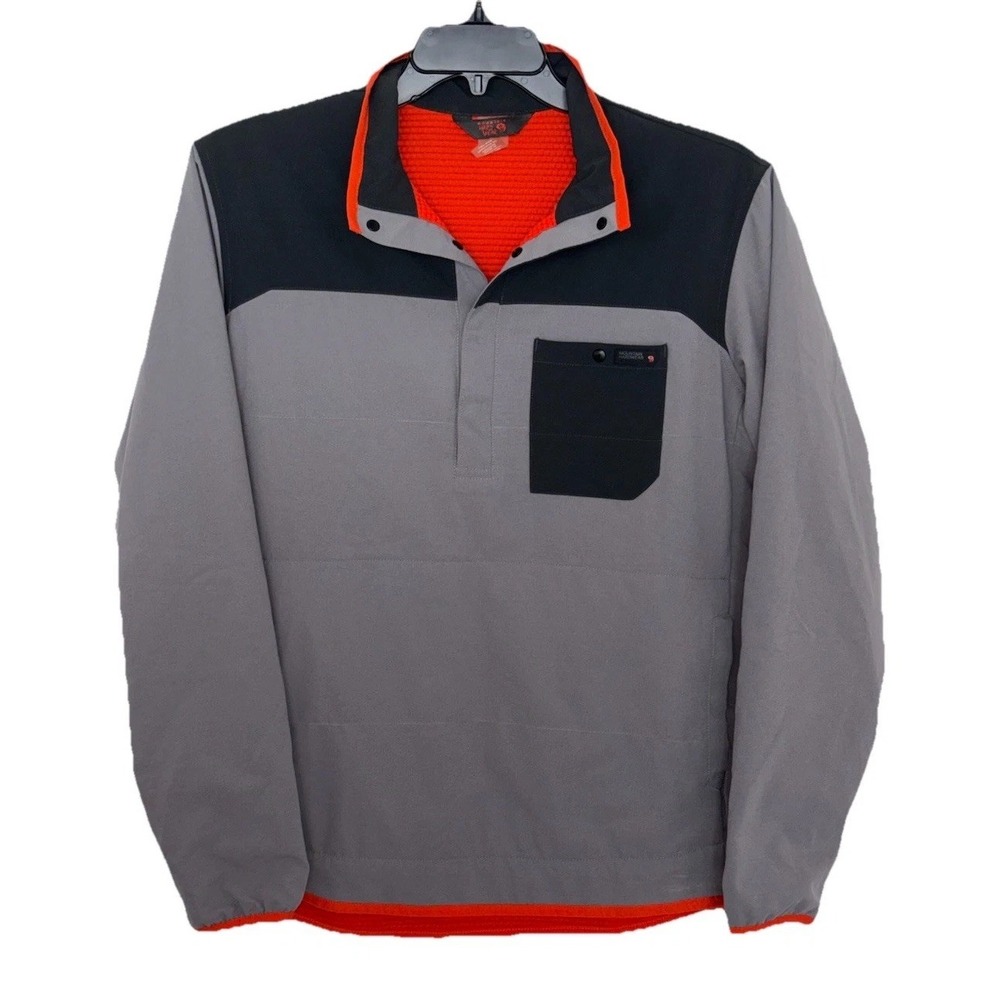 Mountain HardWear Microchill Snap Pullover Mens M, Gray/Black Outdoor Hiking